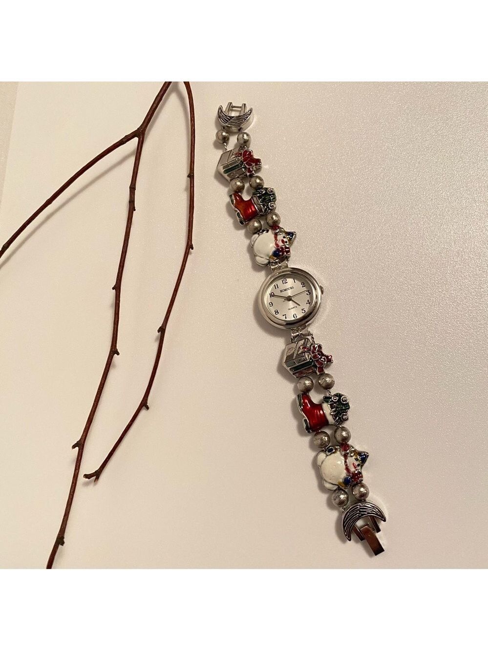 Rumours Christmas Snowman/ Stocking/ Gift Silver-Tone Fashion Watch